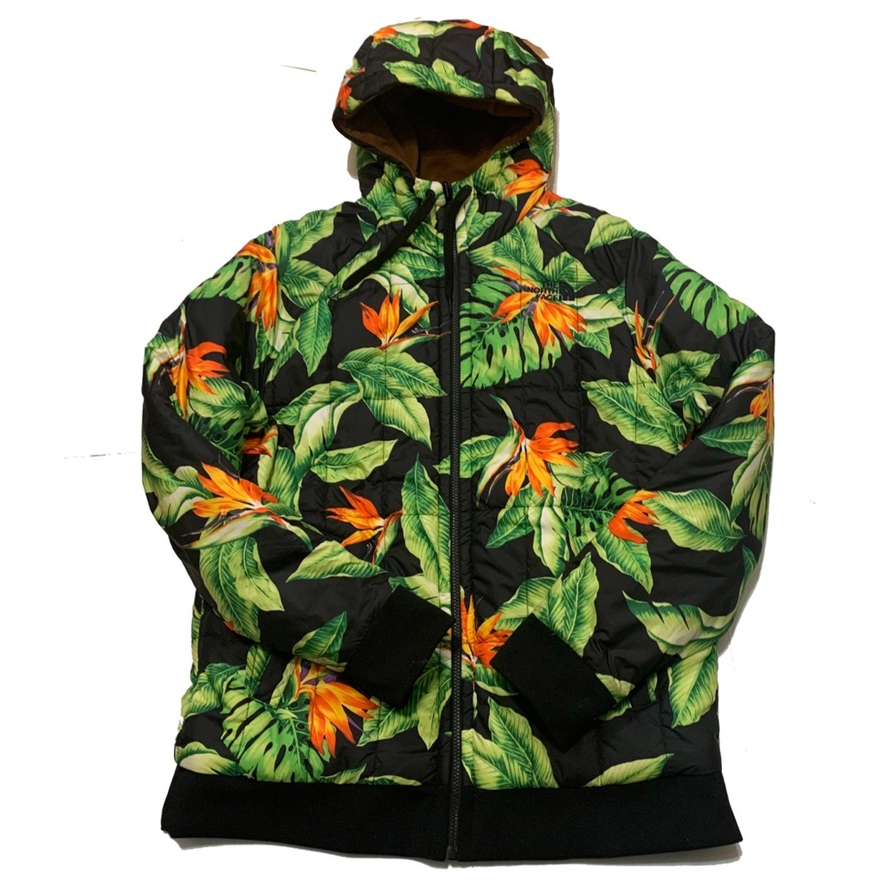 The North Face Green Leaf Print puffer jacket